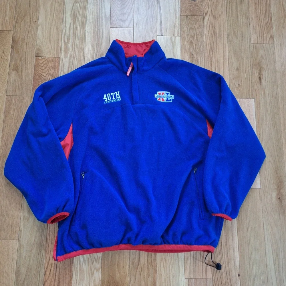 NFL Super Bowl XL 2006 Vintage Reversible Fleece Windbreaker Pullover Blue Red